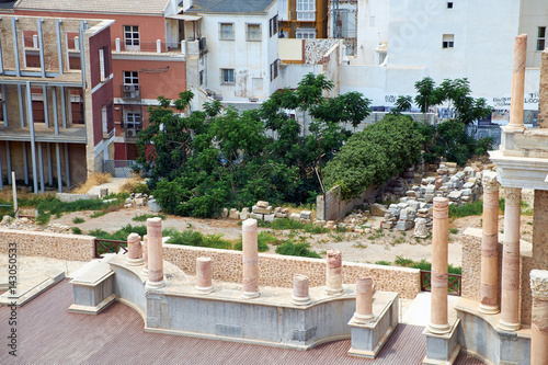 Fototapeta Naklejka Na Ścianę i Meble -  Roman amphitheater and ruins in Cartagena city, region of Murcia, Spain.