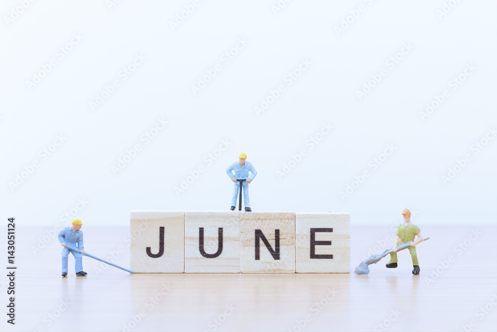 June words with Miniature people worker June words with Miniature people worker