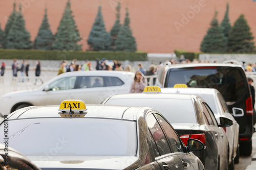 The image of taxi cars