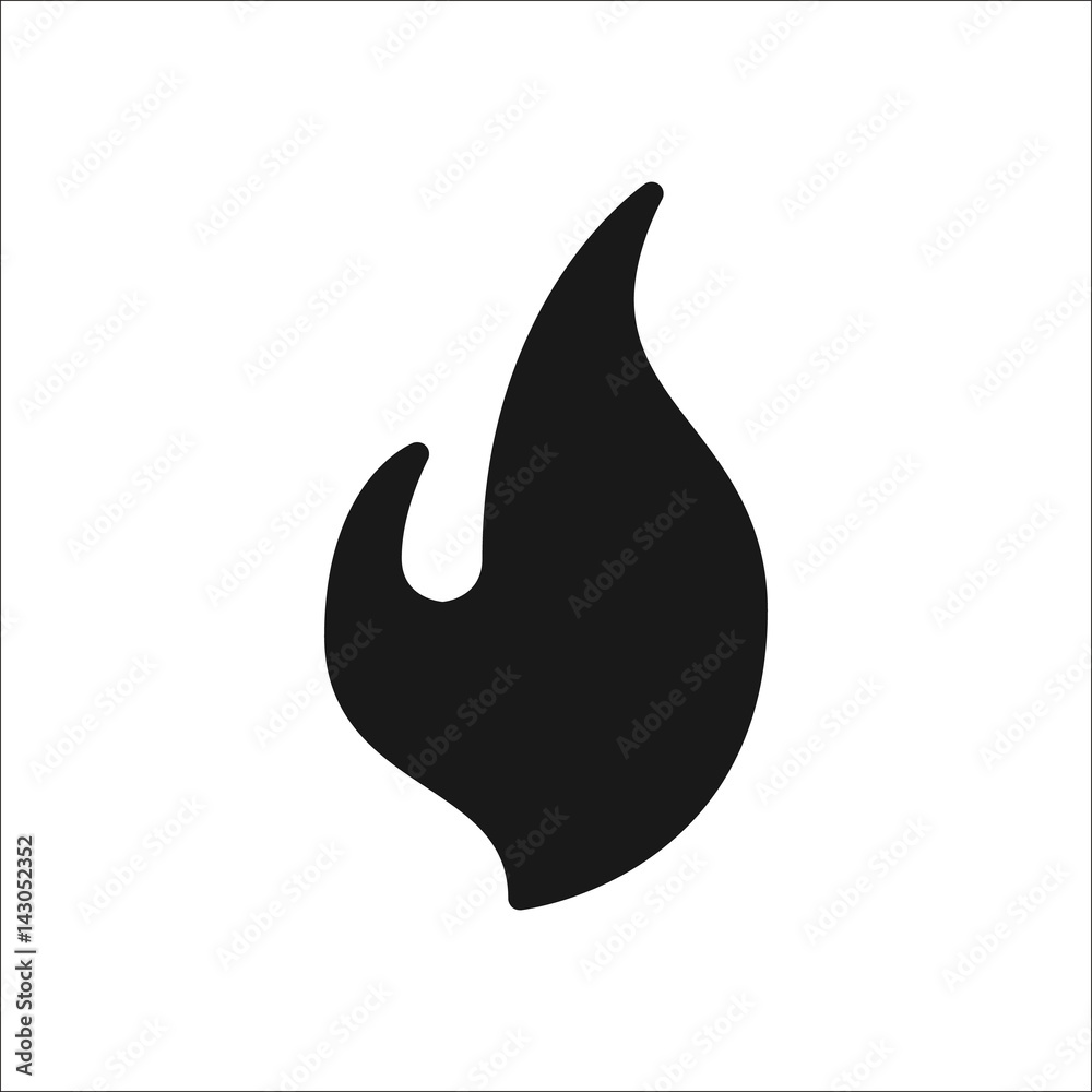 Fire simple , silhouette icon on background