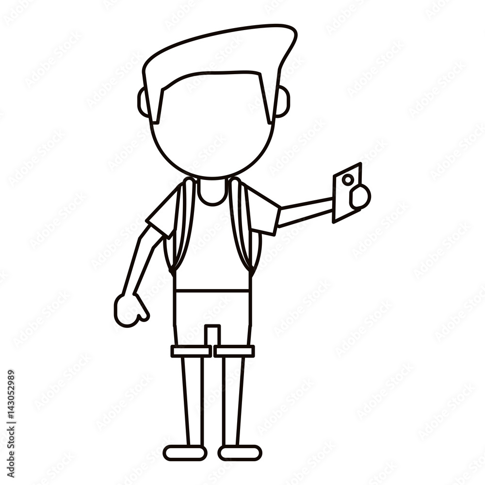 man tourist holding passport thin line vector illustration eps 10 man tourist holding passport thin line vector illustration eps 10