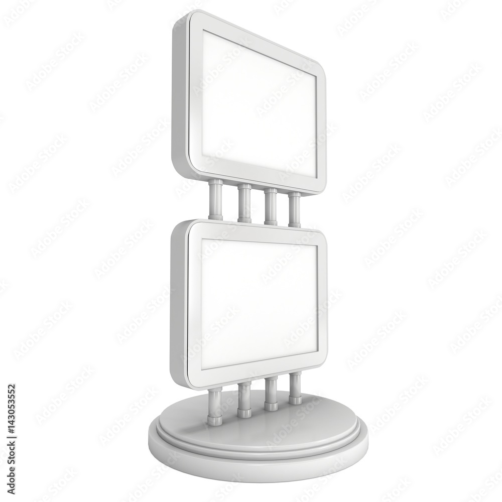 LCD Screen Double Stand. Blank Trade Show Booth. 3d render of lcd screen isolated on white background. High Resolution. Ad template for your expo design. LCD Screen Double Stand. Blank Trade Show Booth. 3d render of lcd screen isolated on white background. High Resolution. Ad template for your expo design.
