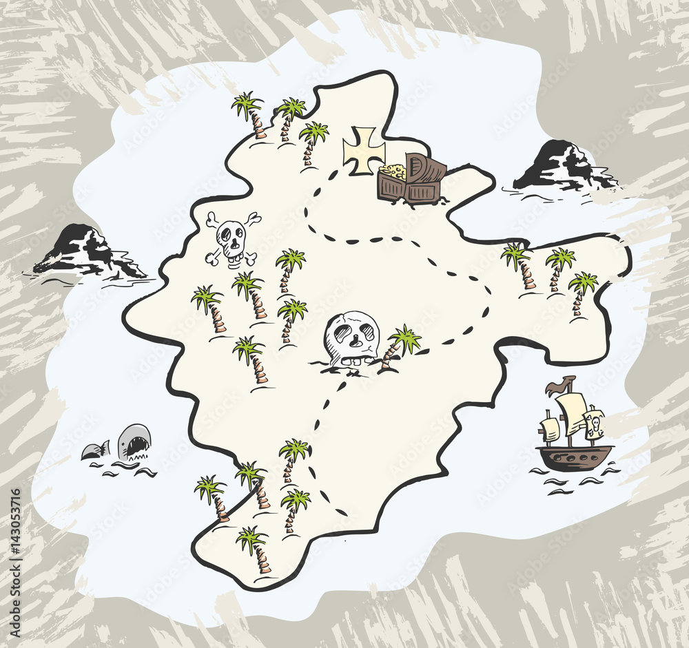 Schatkaart van piraten eiland