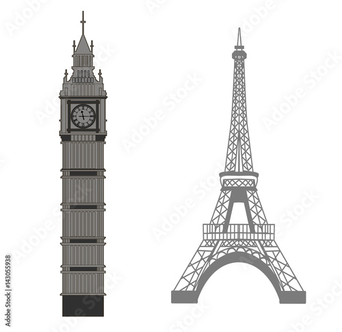 Big Ben and Eiffel Tower