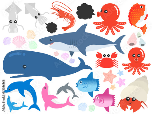 海の生き物イラストセット