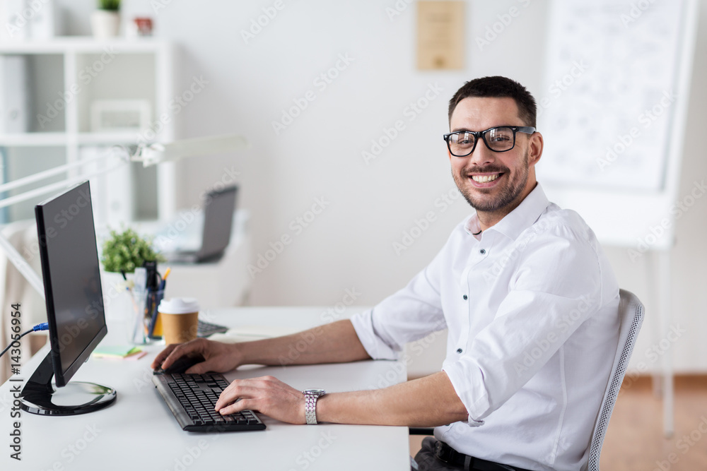 businessman typing on computer keyboard at office businessman typing on computer keyboard at office