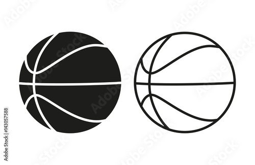Fototapeta Zestaw ikon piłki do koszykówki. Wypełniać i wykładać koszykówek piłki odizolowywać na białym tle. Wektor