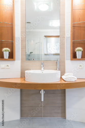 Oval sink in a modern bathroom