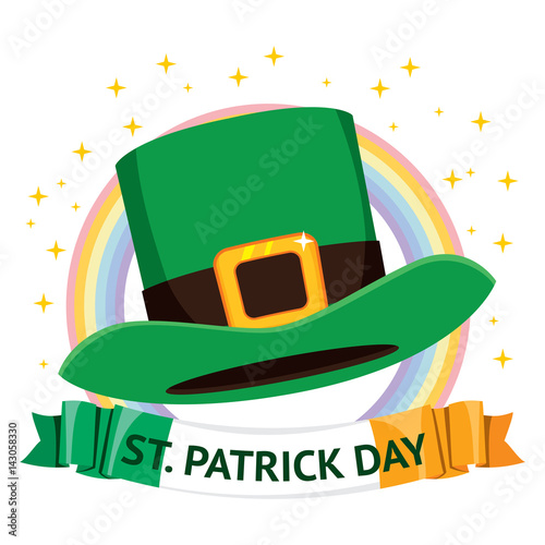 Traditional st Patrick day green hat on banner with text
