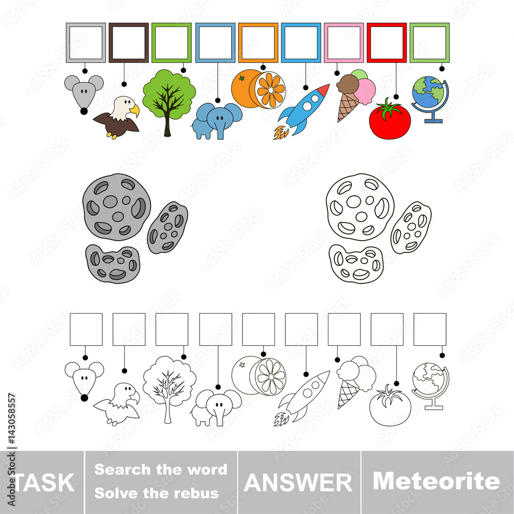 Fototapeta premium Search the hidden word, the simple educational kid game.