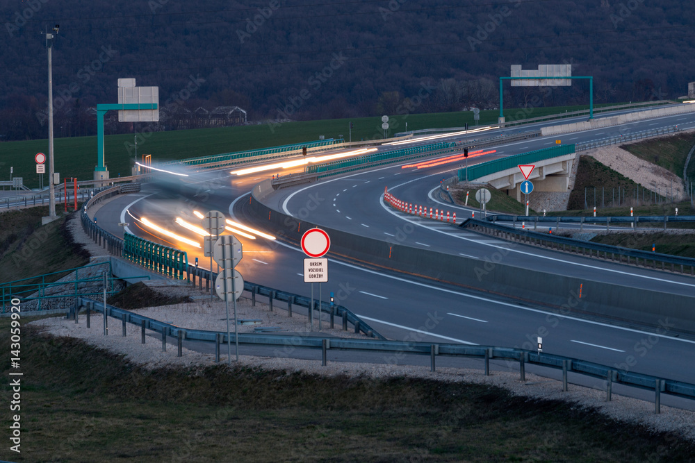 highway crossing in evening, Nitra,Slovkia