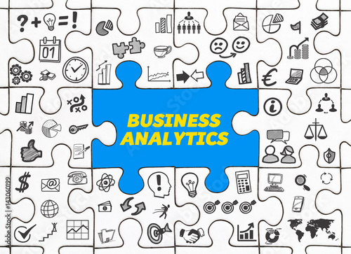Business Analytics   Puzzle mit Symbole