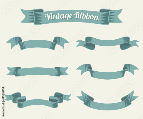 vintage ribbon set. Vector illustration.