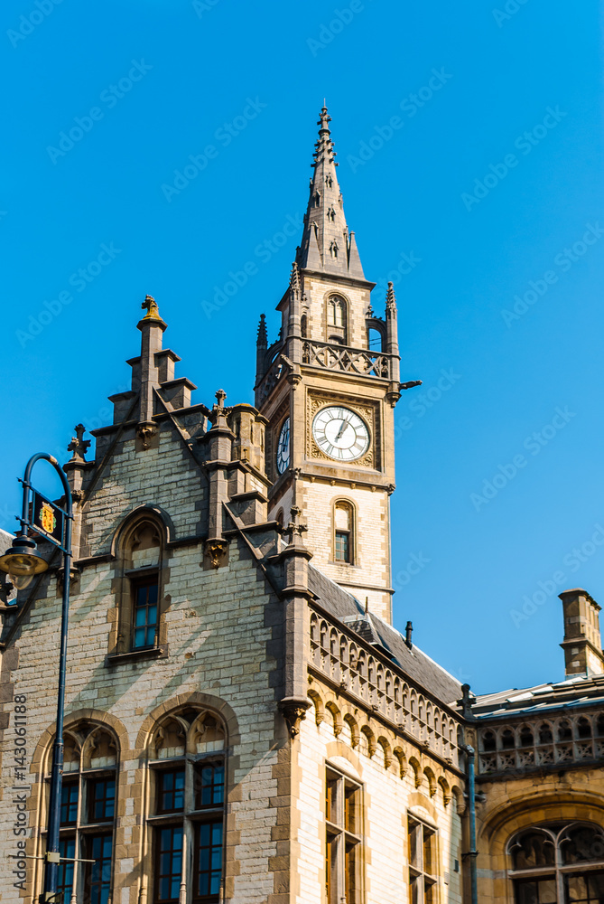 Ghent (Belgium) -  Clock Tower in the Former Post Office