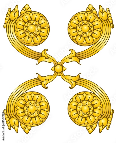 Thai style gilded ornament in golden tones