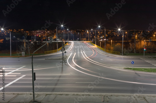 road junction in the city Nitra, Slovakia, LED streetlights