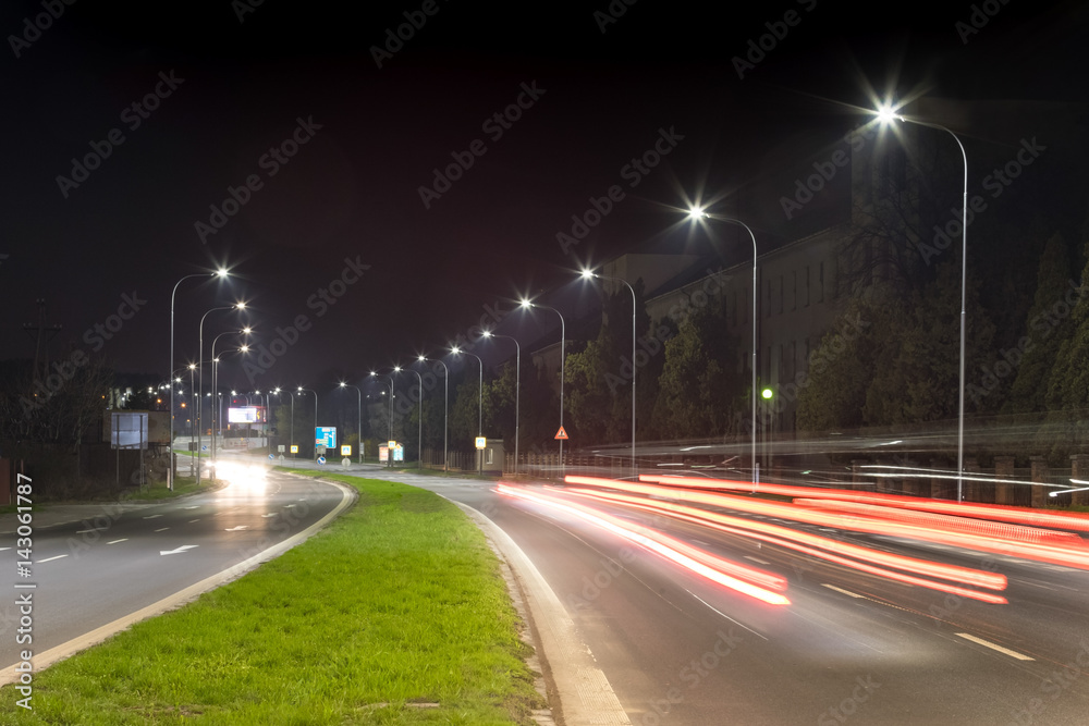 Night urban arterial road, Nitra, Slovakia Night urban arterial road, Nitra, Slovakia