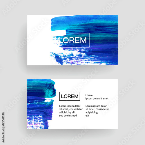 Set of vector business card templates with brush stroke background.