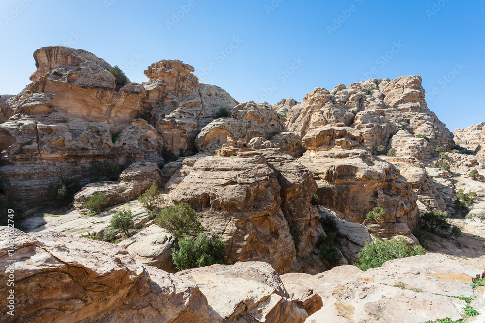 sandstone mountain around Little Petra town