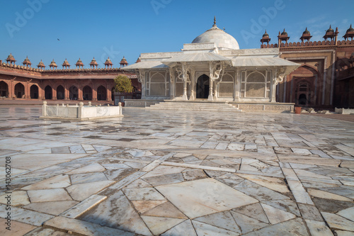 White marble artistic monument the Salim Chisti darga at Fatehpur Sikri Agra, India. photo