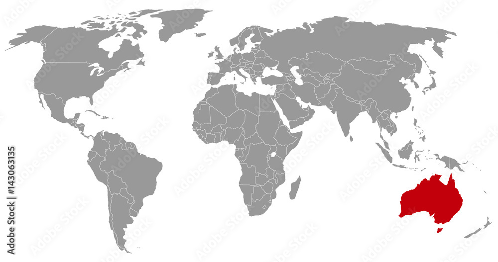 Australien auf der Weltkarte