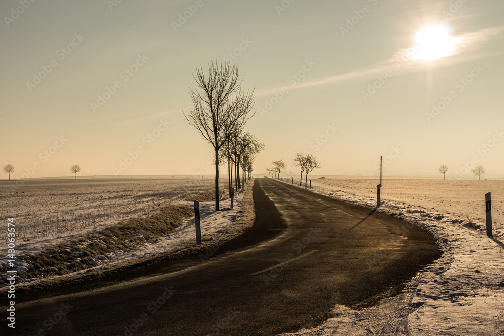 Landstraße im Winter