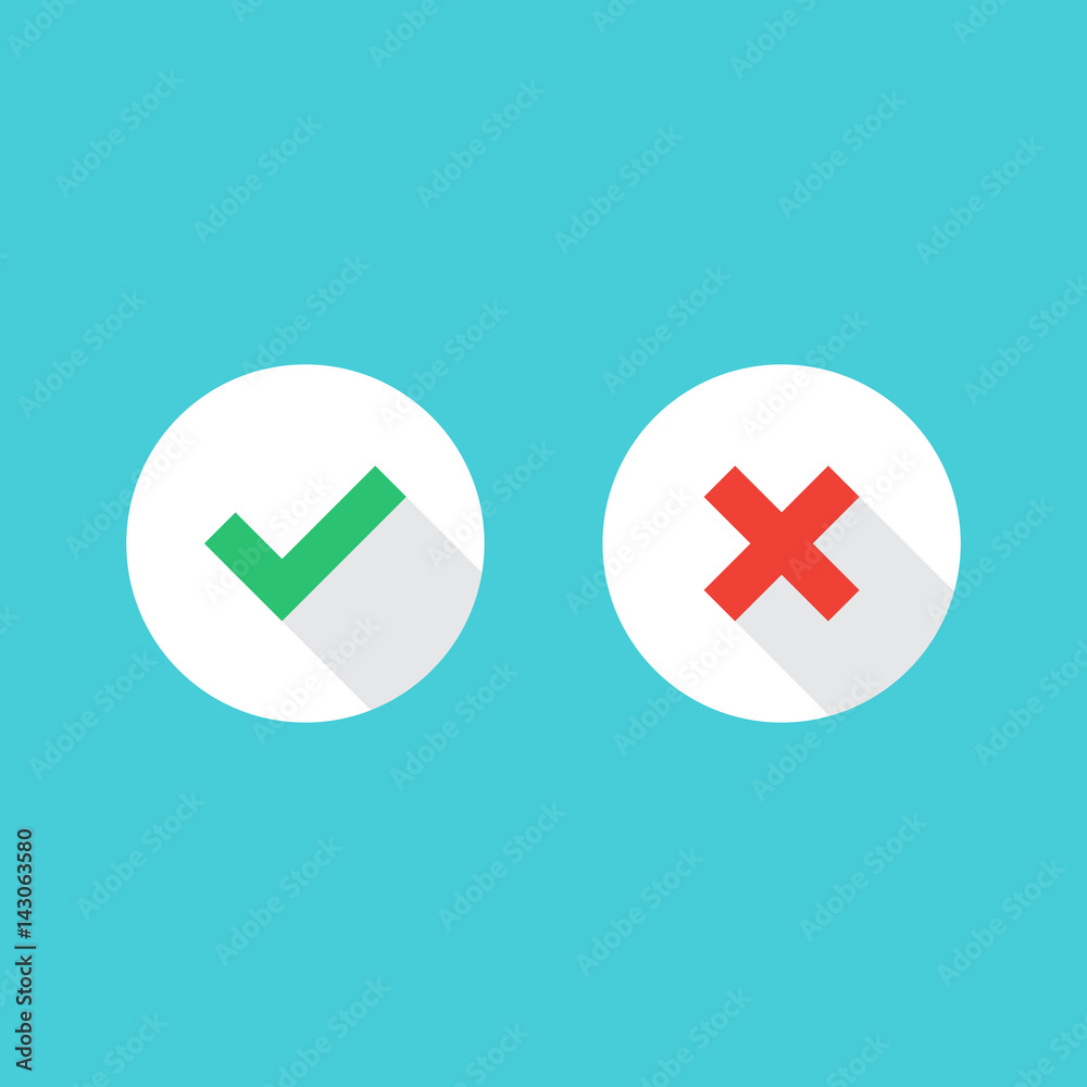 Fototapeta premium Check mark icons. Tick and cross icons