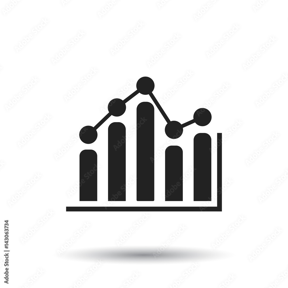 Business graph icon. Chart flat vector illustration on white background. Business graph icon. Chart flat vector illustration on white background.