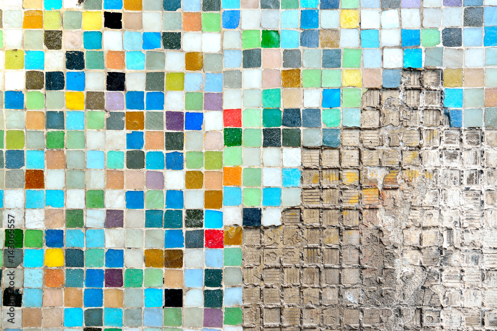 Art mosaic glass or seamless glass mosaic on the wall, glass mosaic background.