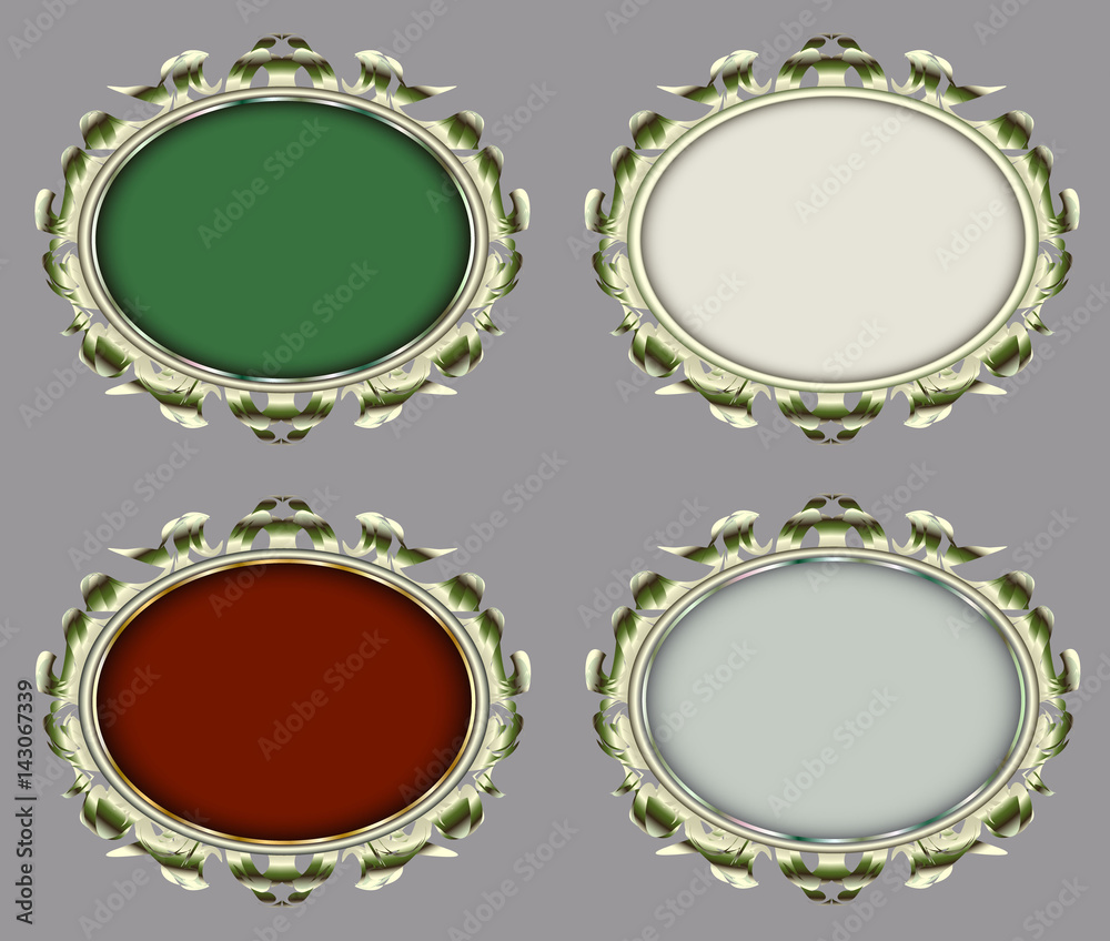 Set of retro badges, stickers, lables, banners with metallic vintage frame Set of retro badges, stickers, lables, banners with metallic vintage frame