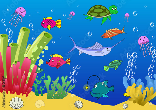 The seafloor of the ocean. The seafloor of the sea.