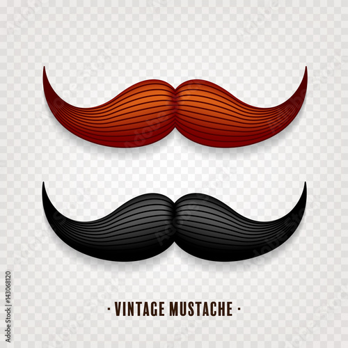 Mustache isolated on white. Black and brown vector vintage moustache. Facial hair.Barber shop. Retro collection. Hipster beard.