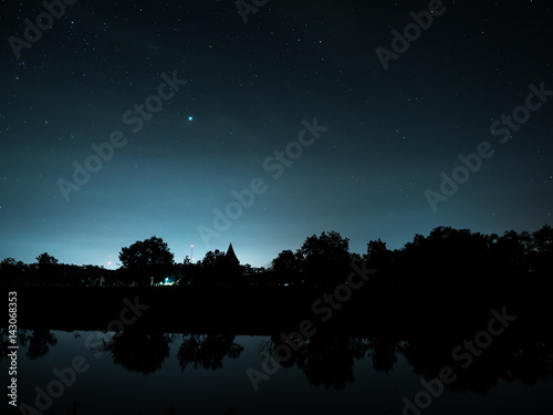 starry night near swamp