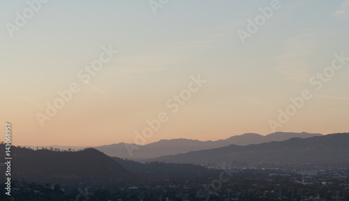 Sunset landscape view of silouette mountains in Los Angeles California © Sono Creative