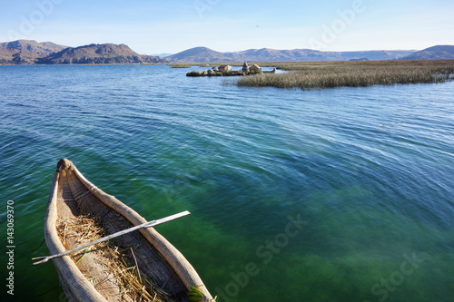 Traditional reed boat on Lake Titicaca, Peru