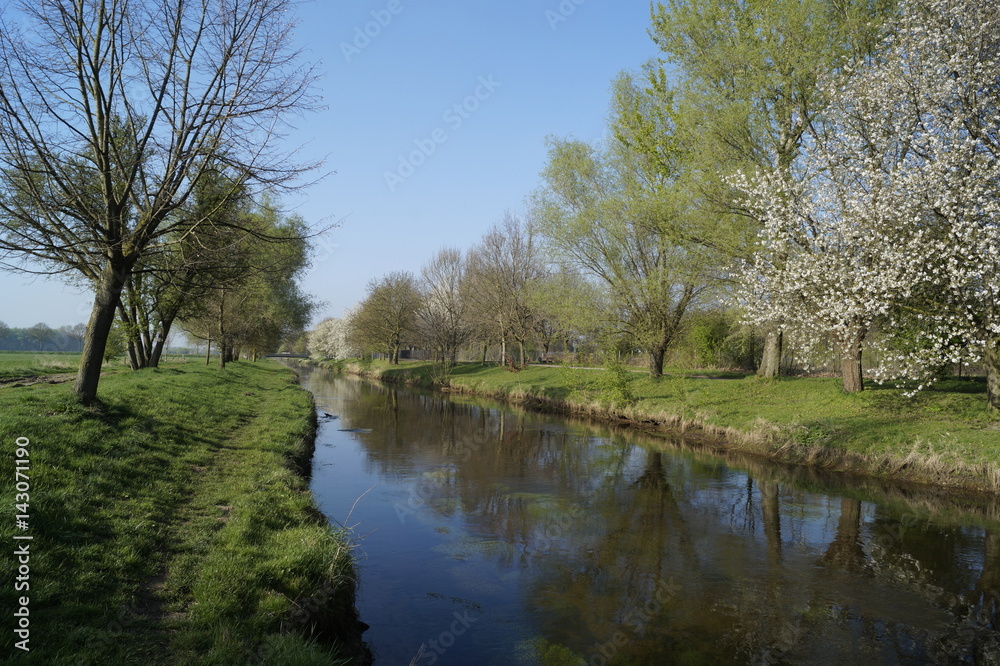 Die Niers bei Grefrath Oedt am Niederrhein im Frühling Die Niers bei Grefrath Oedt am Niederrhein im Frühling