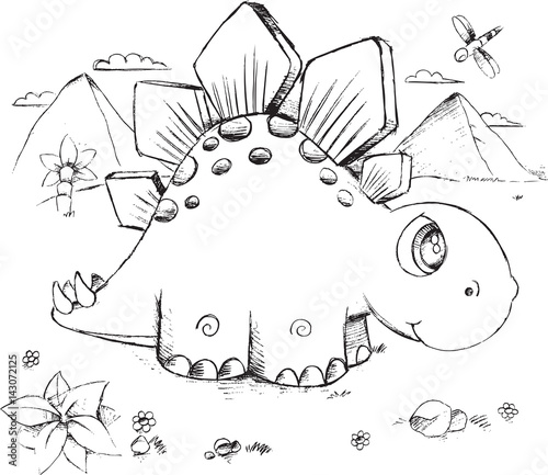Dinosaur Doodle Vector Illustration Art
