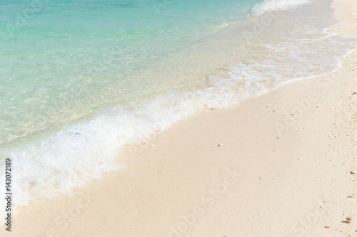 white sand blue emerald sea beach for background.