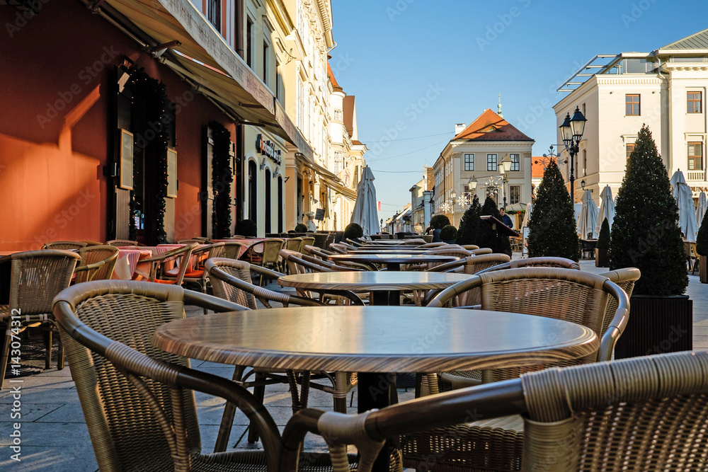 Street cafe tables