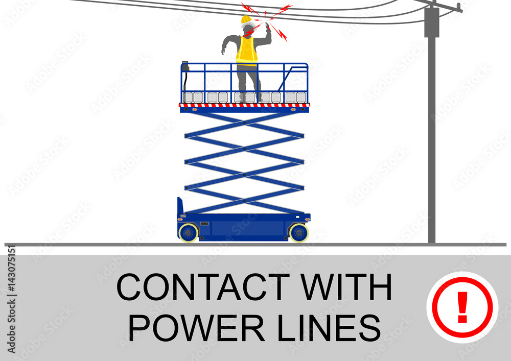 Scissor lift and elevated work platform safety tips. Flat vector. Scissor lift and elevated work platform safety tips. Flat vector.