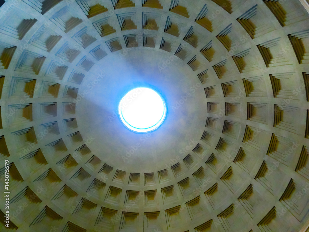 Internal part of dome in Pantheon, Rome, Italy.