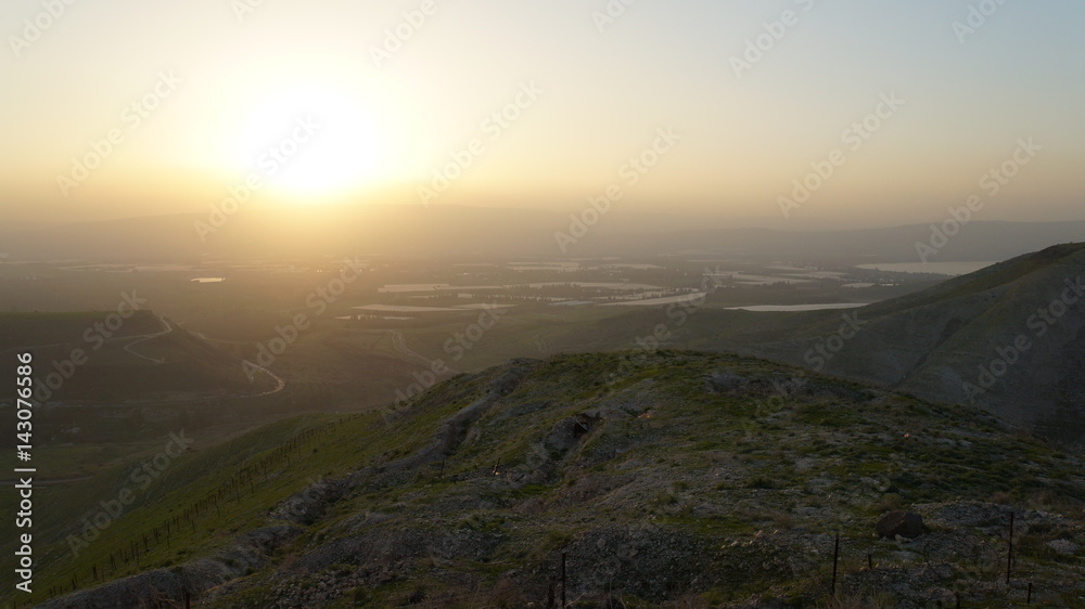Sonnenuntergang auf den Golanhöhen am Dreiländereck