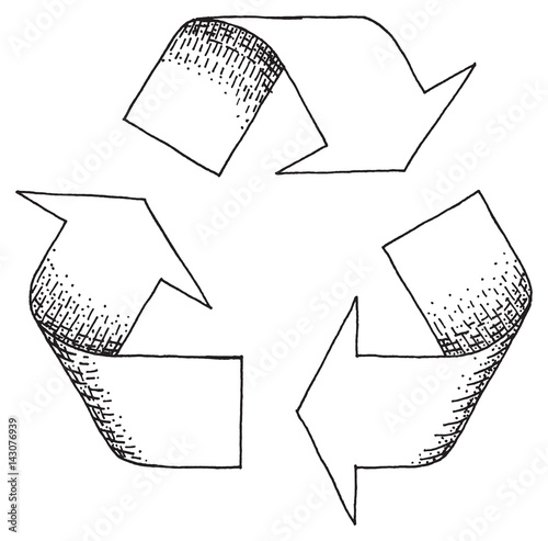 Metal etching recycle symbol