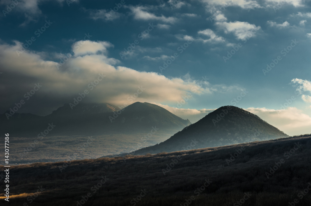 Mountain Beshtau at spring in Pyatigorsk, Russia. Mountain Beshtau at spring in Pyatigorsk, Russia.
