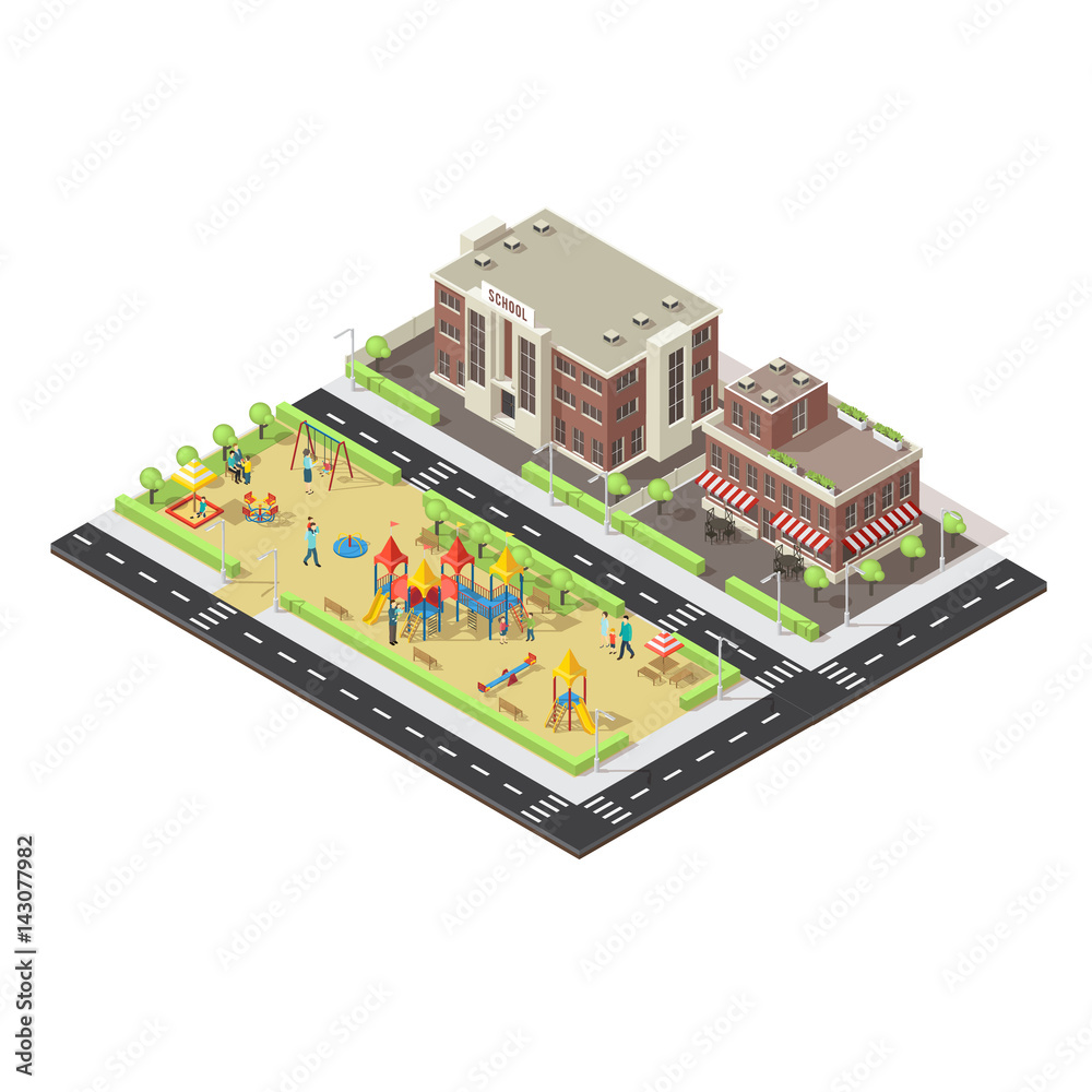 Isometric City Children Playground Template