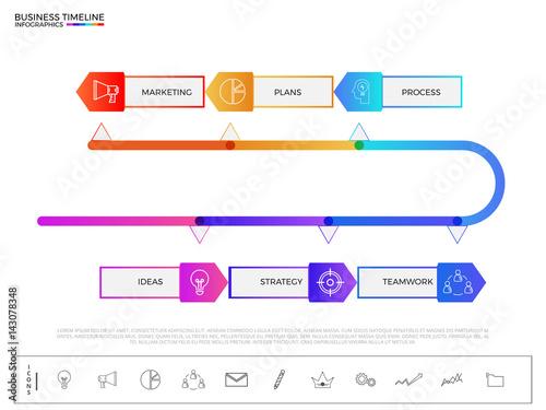 Modern colorful business timeline infographics template with icons and elements. can be used for workflow layout, banner, diagram, web design.