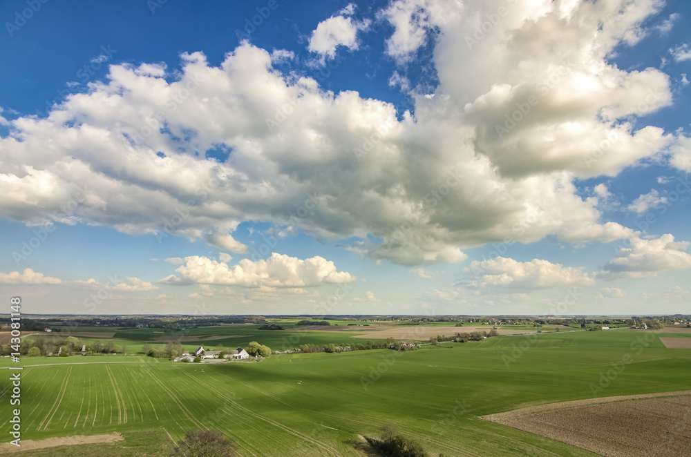 Vaterloo. View of the Waterloo plains - Napoleon battle ground. Belgium.