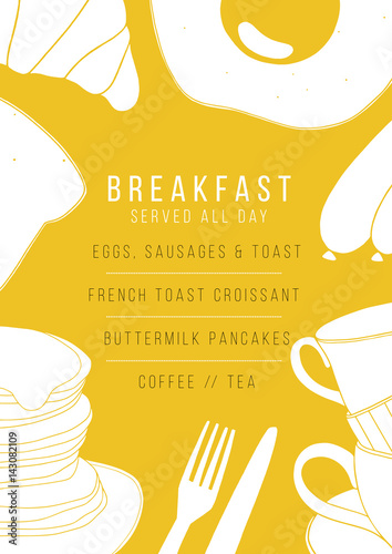 Fototapet Breakfast menu vector design