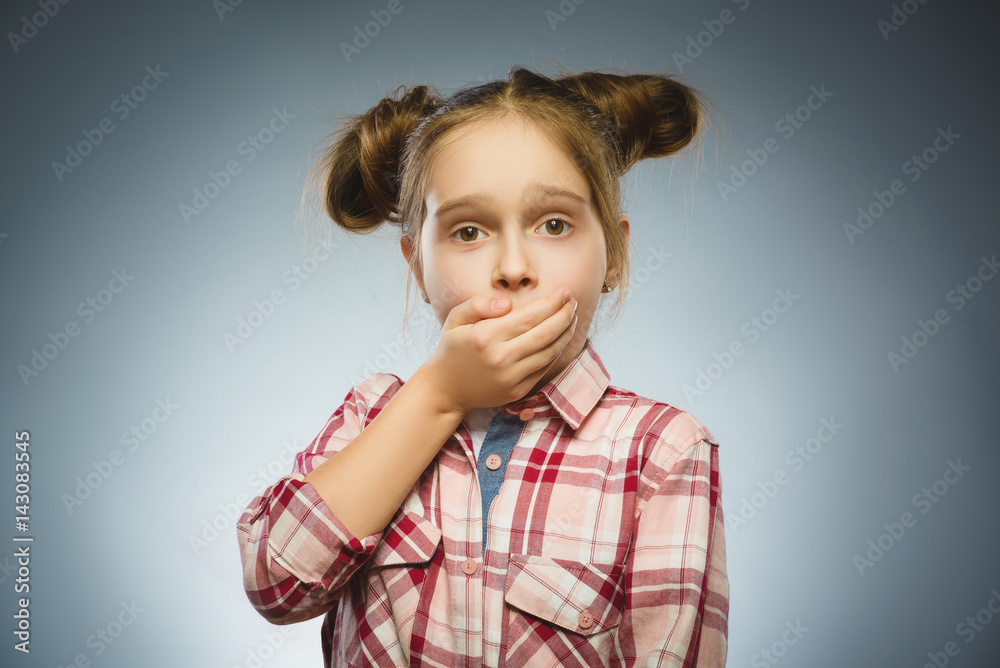 Portrait of offense girl. Negative human emotion Portrait of offense girl. Negative human emotion