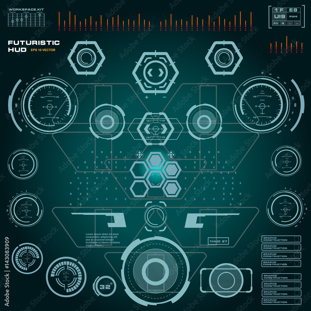 Futuristic blue virtual graphic touch user interface